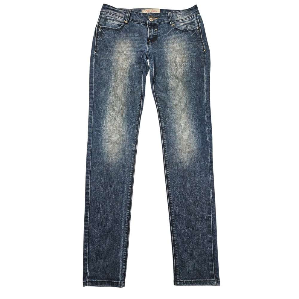 Elite Jeans VTG Y2K Skinny Denim Pants Faded Blue Wash Sz 3/4 PR13490